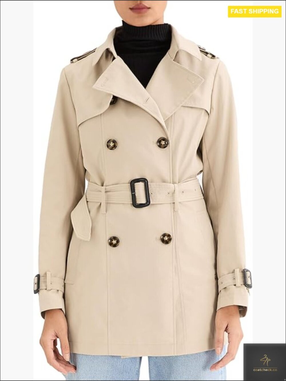 Classic Double Breasted Trench Coat Windbreaker Jacket with Belt Elegant Chic